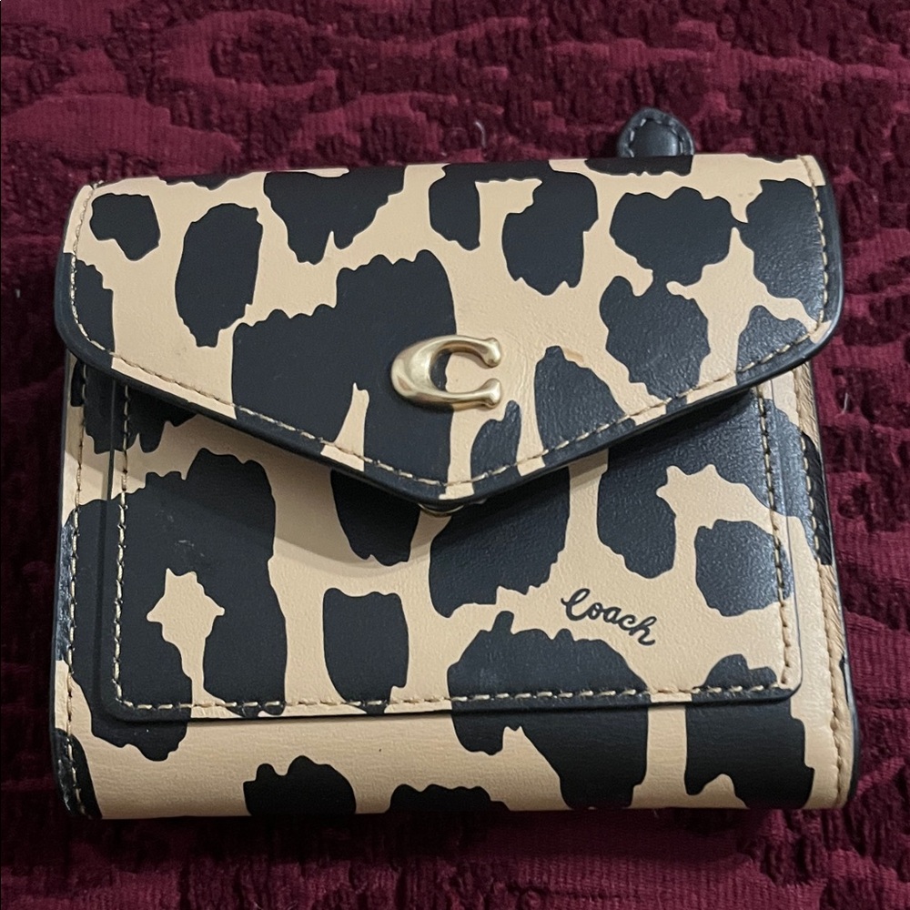 Coach Black and Tan Animal Print Wallet